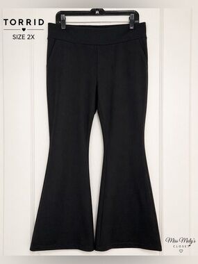 Torrid Black Flare Pants 2X Pull On Stretch Wide Waistband Pockets